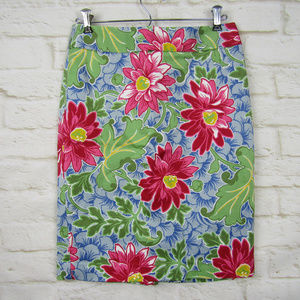 Talbots Floral Pencil Skirt 100% Cotton Size 2P